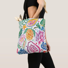 Levendig Tropisch Fruit Waterverf Patroon Budget  Tote Bag