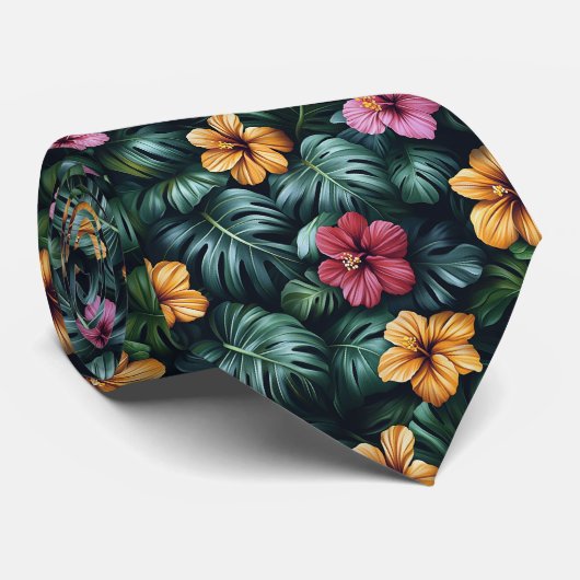 Levendig tropisch gebladerte stropdas (Opgerold)