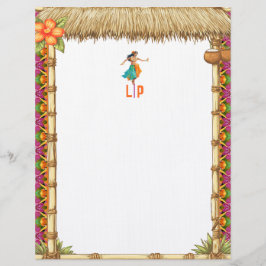 Levendig Tropisch Hawaïaans Tiki Luau Monogram Briefhoofd