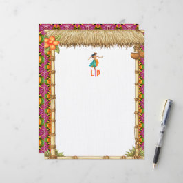 Levendig Tropisch Hawaïaans Tiki Luau Monogram Briefhoofd