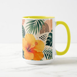 Levendig Tropisch Hibiscus Bloem Motief Naadloos Mok