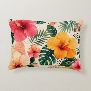 Levendig Tropisch Hibiscus Bloemmotief Naadloos Pa Accent Kussen