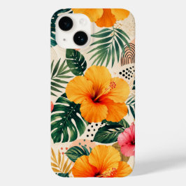 Levendig Tropisch Hibiscus Bloemmotief Naadloos Pa Case-Mate iPhone 14 Hoesje