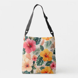 Levendig Tropisch Hibiscus Bloemmotief Naadloos Pa Crossbody Tas