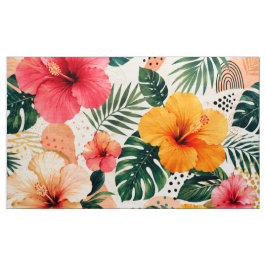 Levendig Tropisch Hibiscus Bloemmotief Naadloos Pa Stof