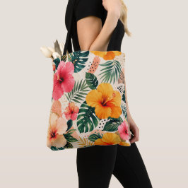 Levendig Tropisch Hibiscus Bloemmotief Naadloos Pa Tote Bag