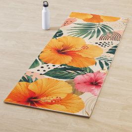 Levendig Tropisch Hibiscus Bloemmotief Naadloos Pa Yogamat