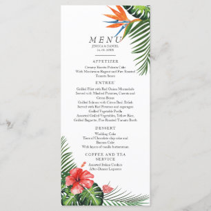 Levendig tropisch huwelijksmenu menu