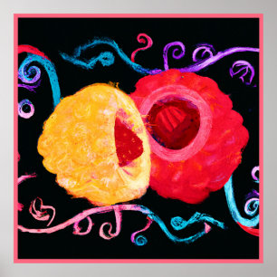 Levendig Tropisch Neon Fruit Design Poster