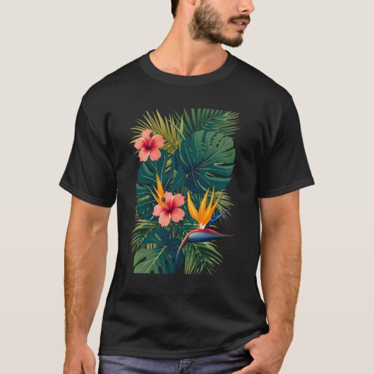 Levendig Tropisch Oerwoud All-Over Print Pattern W T-shirt (Voorkant)