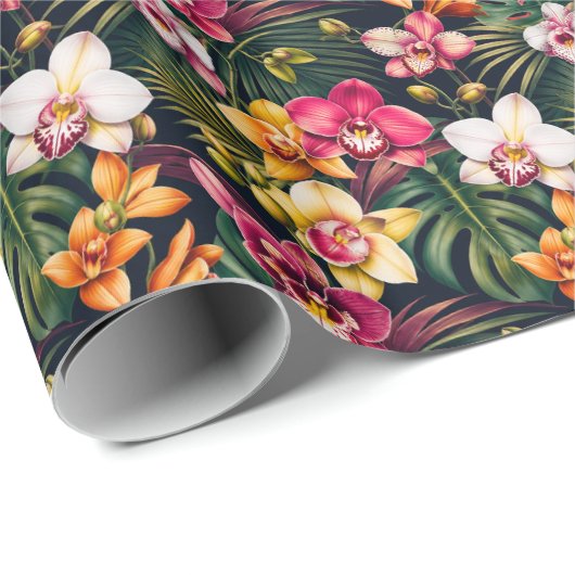 Levendig Tropisch Orchideeënblad Cadeaupapier (Rol Hoek)