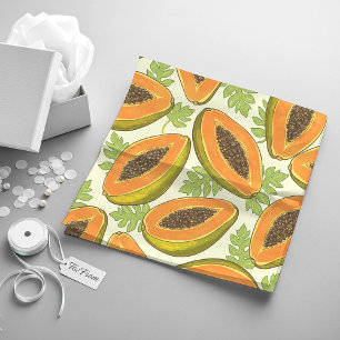 Levendig Tropisch Papaja Fruit en Blad Patroon Inpakpapier Vel