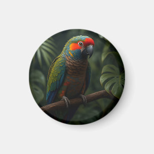 Levendig Tropisch Papegaai Jungle Portret Magneet