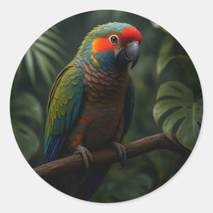 Levendig Tropisch Papegaai Jungle Portret Ronde Sticker
