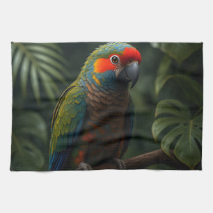 Levendig Tropisch Papegaai Jungle Portret Theedoek