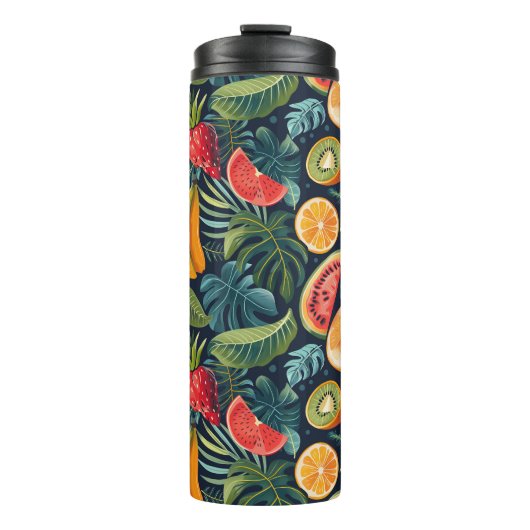 Levendig tropisch paradijs: Exotisch fruitontwerp Thermosbeker (Voorkant)