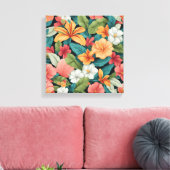 Levendig tropisch paradijs naadloos patroon canvas afdruk (Insitu (Woonkamer))