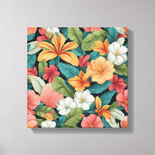 Levendig tropisch paradijs naadloos patroon canvas afdruk