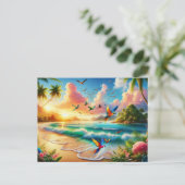 Levendig Tropisch Paradijs Schilderij Briefkaart (Staand voorkant)