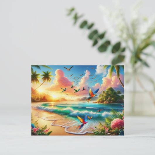 Levendig Tropisch Paradijs Schilderij Briefkaart (Staand voorkant)