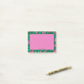 Levendig tropisch roze en groen bloemmotief post-it® notes (Op bureau)