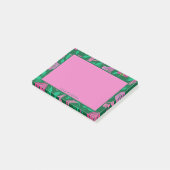 Levendig tropisch roze en groen bloemmotief post-it® notes (Schuin)