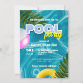 Levendig Tropisch Verjaardag Zomer Pool Party Kaart