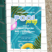 Levendig Tropisch Verjaardag Zomer Pool Party Kaart