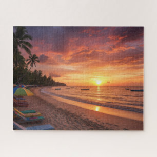 Levendig Tropisch Zonsondergang Strand Landschap P Legpuzzel