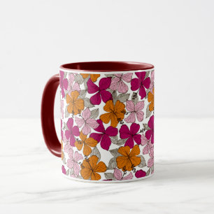 Levendig Tropische Hibiscus Bloemrijke Burgundy Tw Mok