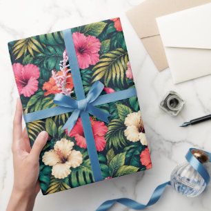 Levendig Tropische Hibiscus en Monstera Cadeaupapier