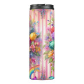 Levendig Tulip Boeket Regenboog Lint Thermosbeker (Achterkant)