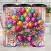 Levendig Tulip Boeket Regenboog Lint Thermosbeker