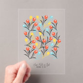 Levendig Tulp Patroon Bloemen Design op Wit Acryl Uitnodigingen (Insitu (Draagbaar))