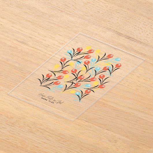 Levendig Tulp Patroon Bloemen Design op Wit Acryl Uitnodigingen (Laagn)