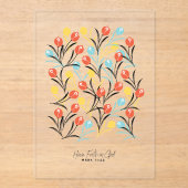 Levendig Tulp Patroon Bloemen Design op Wit Acryl Uitnodigingen (Voorkant)