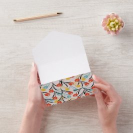 Levendig Tulp Patroon Bloemen Design op Wit All In One Uitnodiging