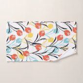 Levendig Tulp Patroon Bloemen Design op Wit Bad Handdoek (Handdoek)