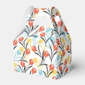 Levendig Tulp Patroon Bloemen Design op Wit Bedankdoosjes (Achterkant)