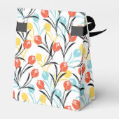 Levendig Tulp Patroon Bloemen Design op Wit Bedankdoosjes (Achterkant)