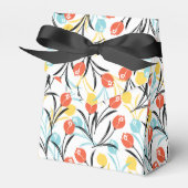 Levendig Tulp Patroon Bloemen Design op Wit Bedankdoosjes (Voorkant Zijde)