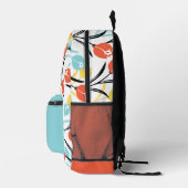 Levendig Tulp Patroon Bloemen Design op Wit Bedrukte Rugzak (Rechts)