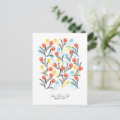Levendig Tulp Patroon Bloemen Design op Wit Briefkaart (Staand voorkant)