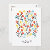 Levendig Tulp Patroon Bloemen Design op Wit Briefkaart (Voorkant / Achterkant)