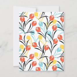 Levendig Tulp Patroon Bloemen Design op Wit Briefkaart