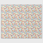 Levendig Tulp Patroon Bloemen Design op Wit Cadeaupapier (Vlak)