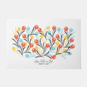 Levendig Tulp Patroon Bloemen Design op Wit Deurmat (Voorkant)