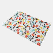 Levendig Tulp Patroon Bloemen Design op Wit Deurmat (Schuin)