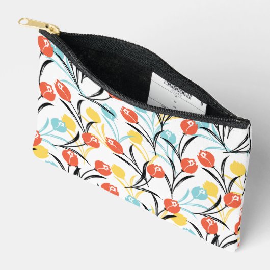 Levendig Tulp Patroon Bloemen Design op Wit Etui (Open)