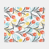 Levendig Tulp Patroon Bloemen Design op Wit Fleece Deken (Voorkant (Horizontaal))